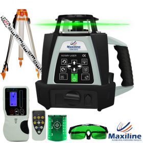 GSW201 green beam rotary laser level with tripod staff and receiver