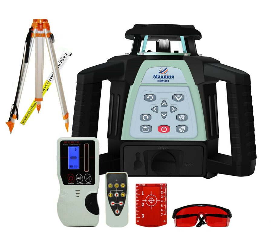 Auto Self Levelling Rotary Laser Level + Digital Receiver + Tripod Staff